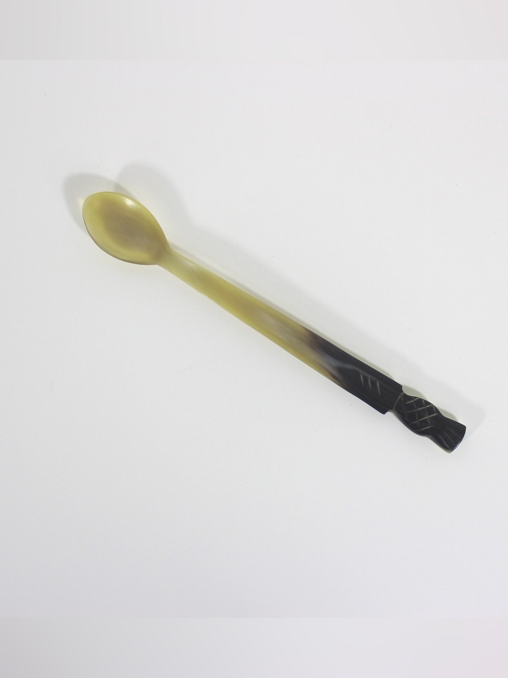 Choice Vintage Carved Natural Horn Scottish Thistle or Pineapple Spoon